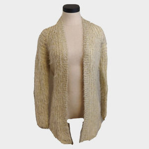 Anthropologie Women's Cardigan Sweater Open Front Belted Fuzzy Size XS Yellow